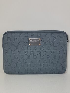 Marc Jacobs Slate ray Blue Embossed Logo Laptop Sleeve